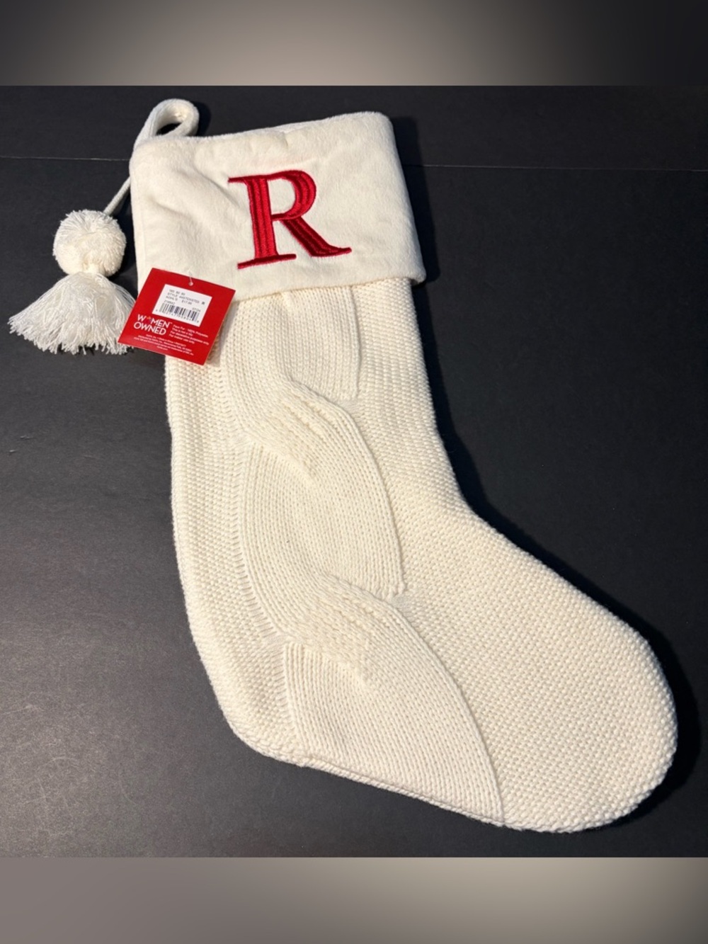 Kohl’s Monogram Christmas Stocking Letter R White Knit Personalized NEW
